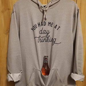 HOODIE SWEATSHIRT GREY- FUN DAY DRINKING POCKET